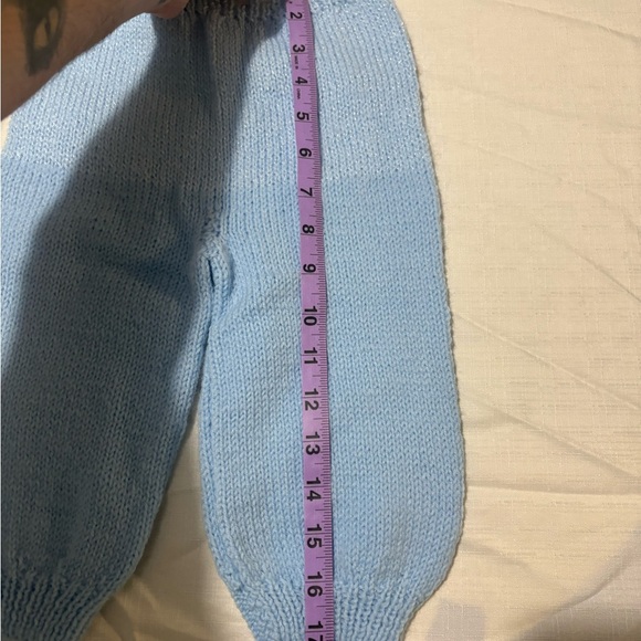 Vintage Hand-Knit Baby Blue Pants - Picture 4 of 5
